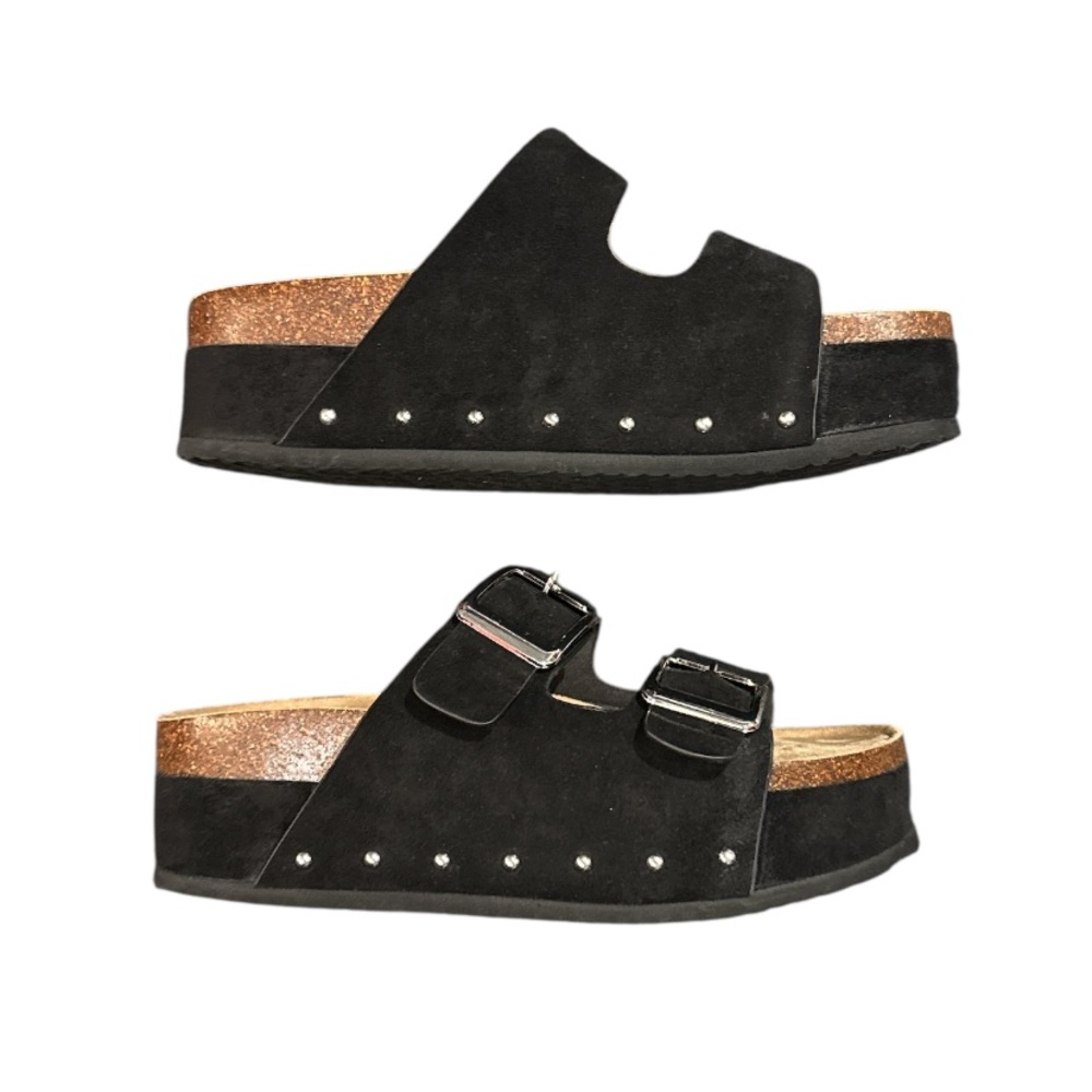 Madden Girl Black Sandals with Silver Buckles - Picture 3 of 3